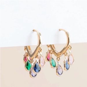 NWT colorful raindrop huggie earrings